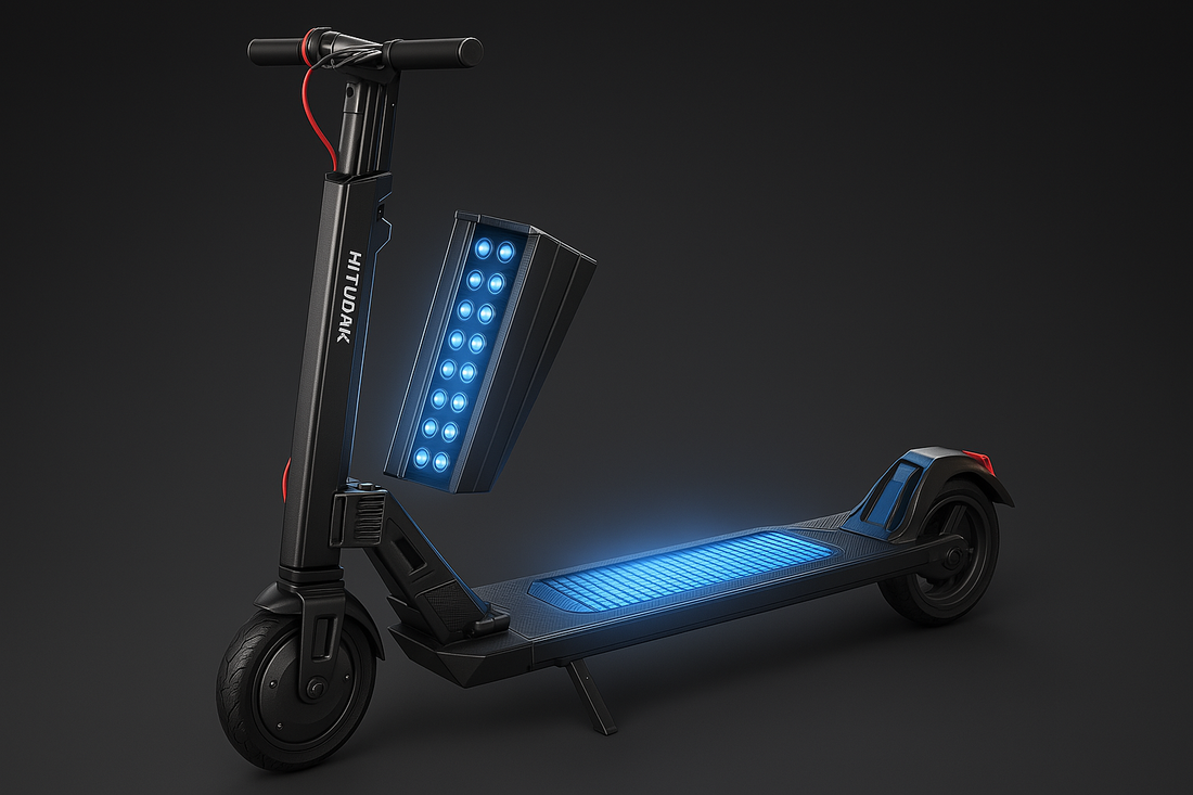 Infographic showing tips to choose the best E-scooter battery in 2025, including voltage, range, and compatibility.